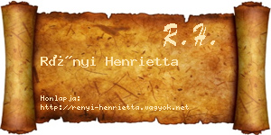 Rényi Henrietta névjegykártya